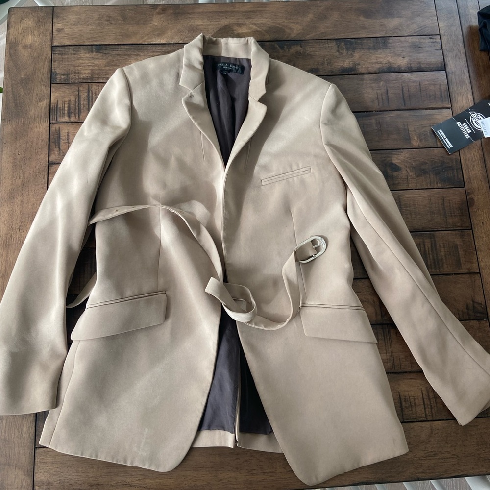 Tan Rag & Bone belted blazer